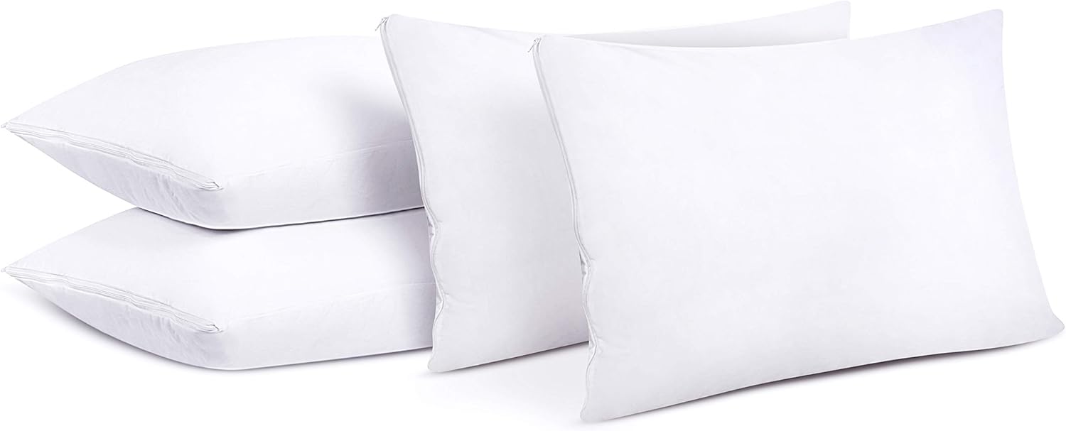 Utopia Bedding Waterproof Zippered Pillow Encasement – Pillow Protectors Jersey - 20 x 28 Inches - Bed Bug Proof (Pack of 4, Queen/Standard, White): Home & Kitchen