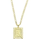 uxcell Initial Letter Pendant Necklace for Men Women, 20 Inch Stainless Steel Plated Square Capital Alphabet Pendant Chain Necklace (Gold, Letter K)
