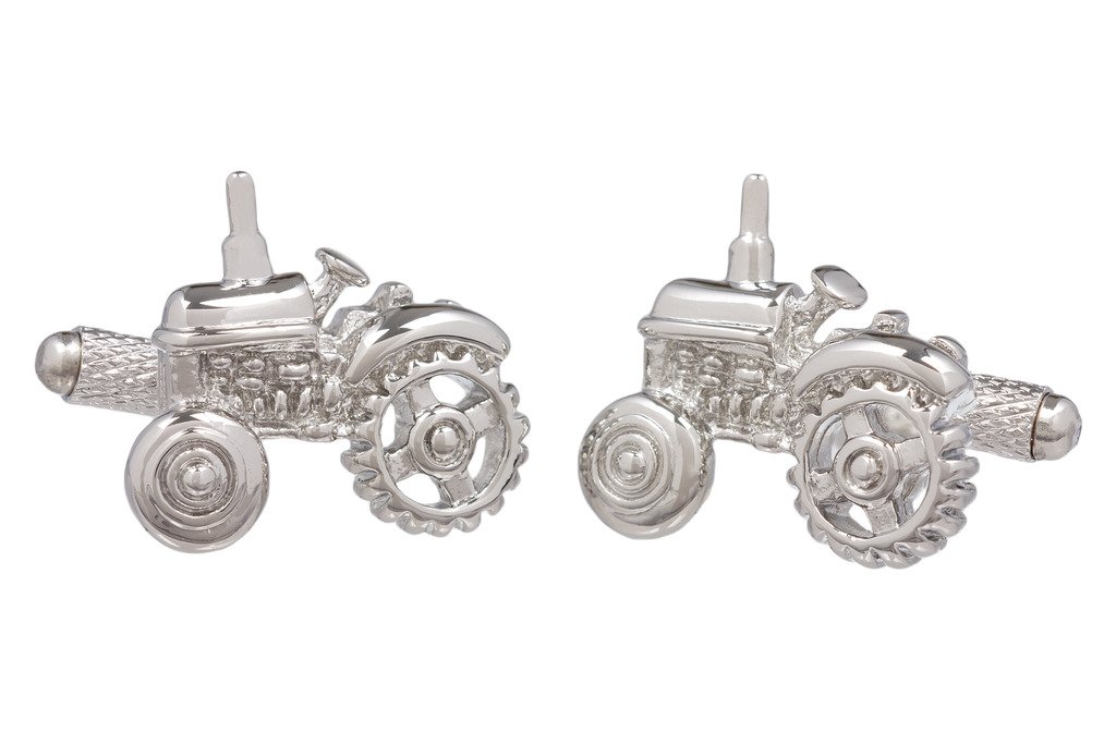 Silver Colour Farm Tractor Cufflinks for Men Presented in GS Cufflink Gift Box