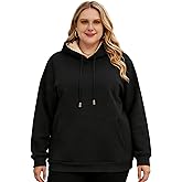 wulanhada Women Plus Size Hoodies Winter Fleece Sherpa Lined Hoodie Warm Pullover Hooded Sweatshirt with Kangaroo Pocket