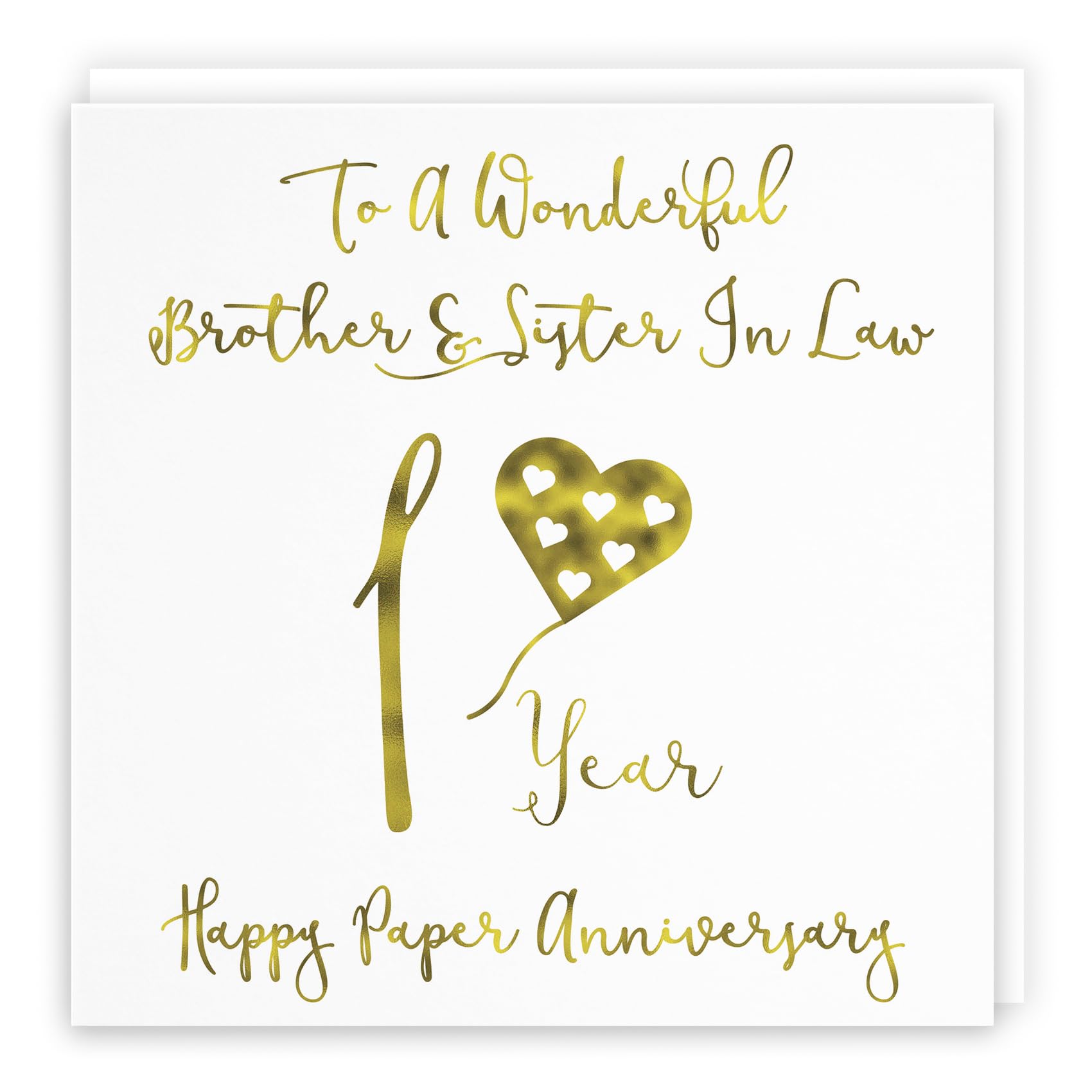 Hunts England - Brother And Sister In Law 1st Anniversary Card - To A Wonderful Brother & Sister In Law - 1 Year - Happy Paper Anniversary - Milano Collection — image 1