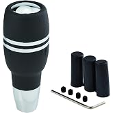 Temzzer Push Button Gear Stick Knob Weighted Shifter Lever Handle 4 in Car Shift Head for Most Automatic Transmission Vehicles (Black Leather)