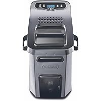 De'Longhi D44528DZ Livenza Dual Zone Digital 4.5L Deep Fryer with Easy Clean Drain System, Stainless Steel, silver