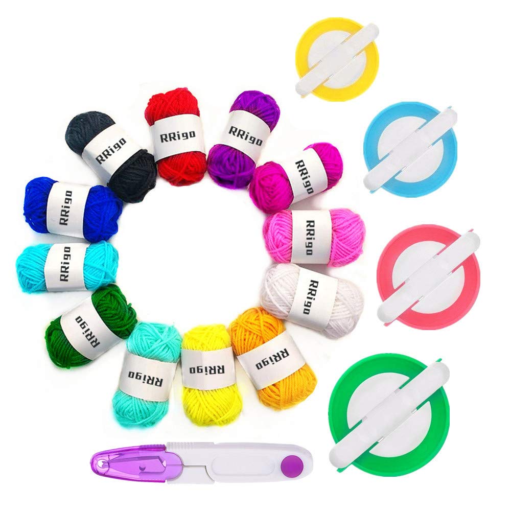 Pom Pom Maker, 4 Sizes Pompom Maker Tool Set for Fluff Ball Weave DIY Wool Yarn Knitting Craft Project for Kids and Adult (17)