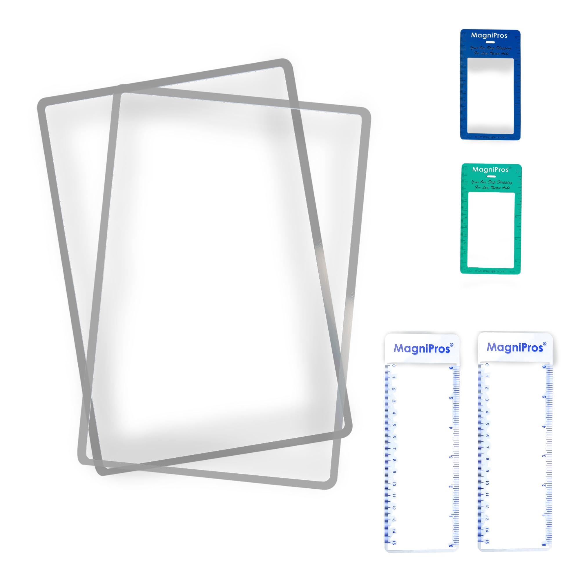Photo 1 of MagniPros (2PACK) Large Full Page 3X Premium Magnifying Sheet Fresnel Lens, Bonus Ruler Magnifiers+2 Bookmark Lenses-Best for Reading Small Prints & Low Vision Seniors