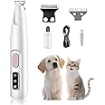 Cofiabby Electric Paw Trimmer for Dogs & Cats - Ultra Quiet Rechargeable Clipper with LED Light, 2 Wide Blades, Waterproof for Paws, Ears, Face, Rump - Multifunctional Pet Grooming Tool