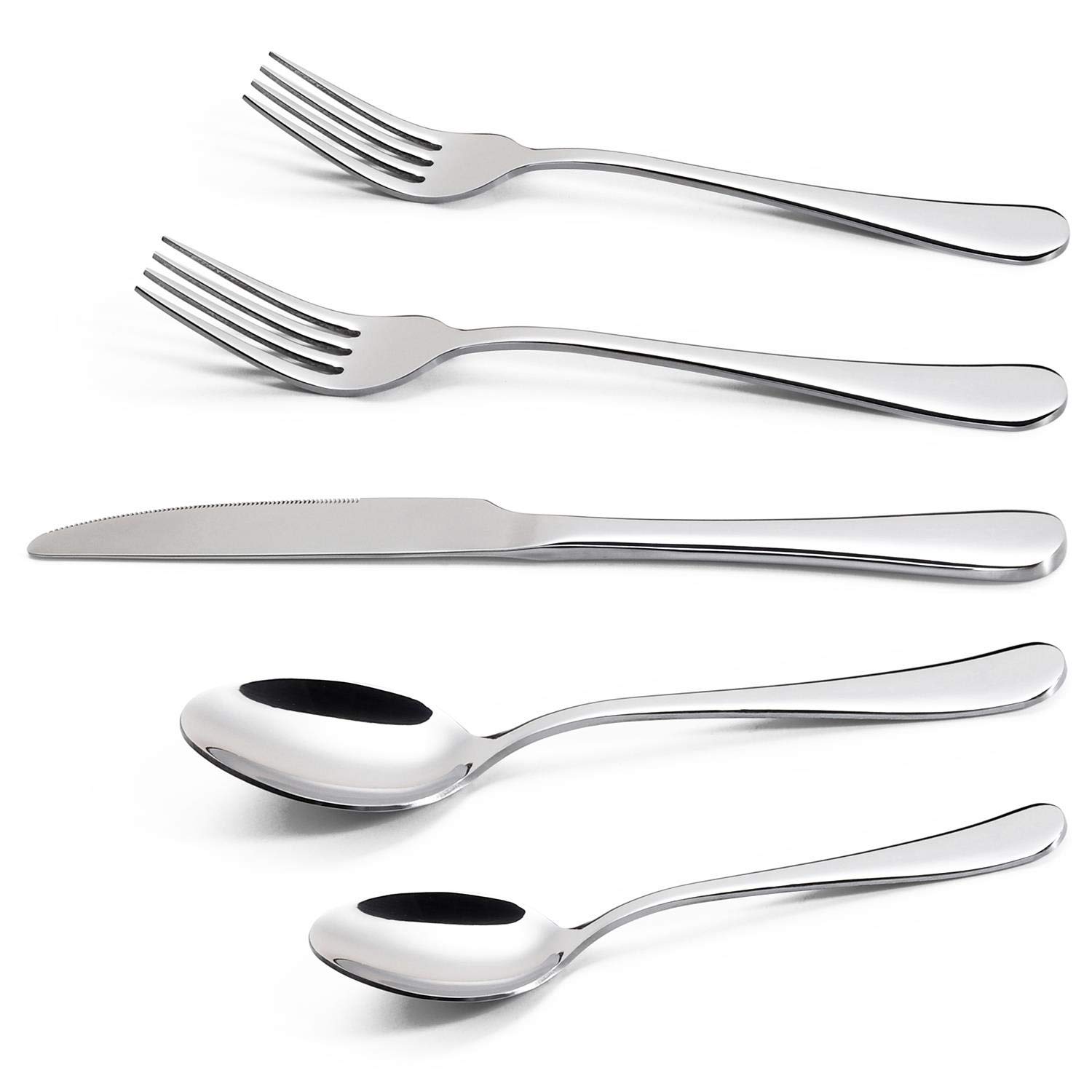 Vinsani 20 Piece Stainless Steel Cutlery Silverware Flatware Home Use Tableware Dinnerware Set Knife Fork Spoon Dessert Spoon, Service for 4 People, Mirror Polished - Dishwasher Safe Easy Clean