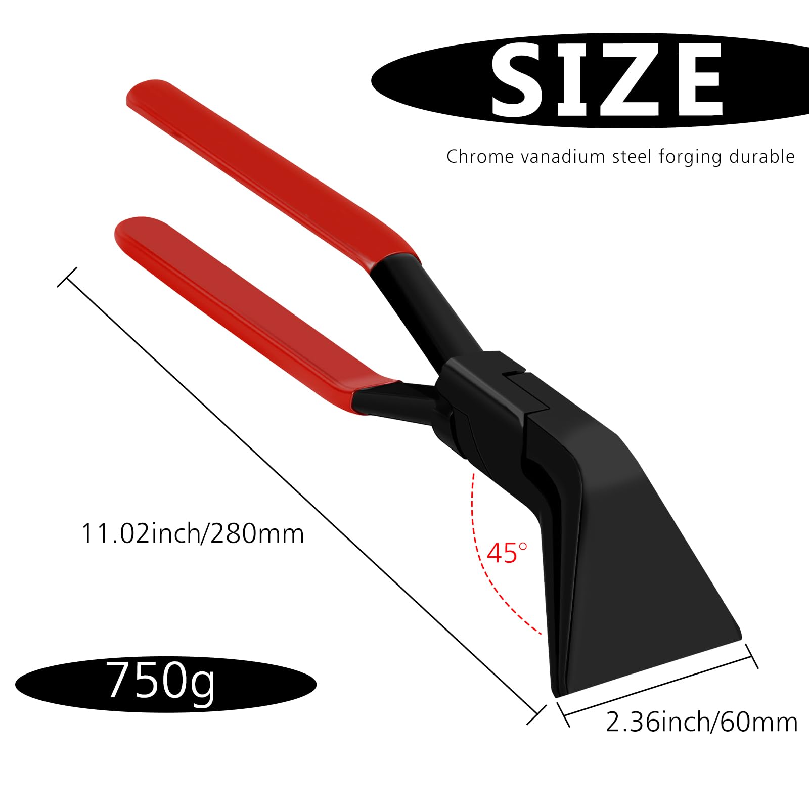 WIYETY Rot Abkantzange Falzzange: Abfalzen Werkzeug mit Rutschfestem Griff, Breit 60 mm Biegezange, Dachdecker Werkzeug aus Chrom-Vanadium-Stahl, Blechbiegezange für Heimwerker (45°) 2