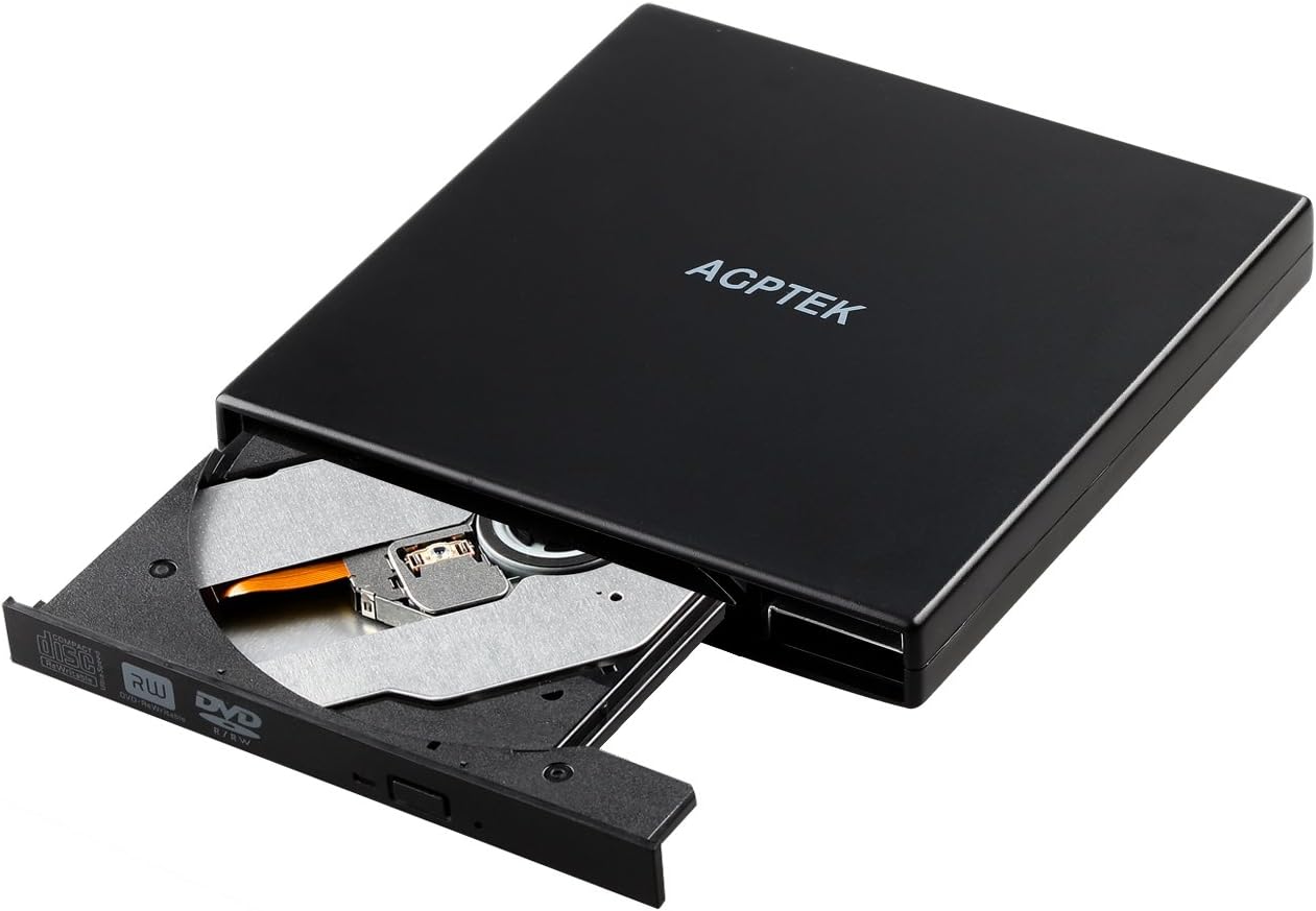 AGPTEK OD01Unidad Externa portátil de USB 2.0 DVDROM, CDROM