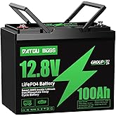 DATOUBOSS 12V 100Ah LiFePO4 Battery BCI Group 24, 1280Wh Lithium Battery Built-in 100A BMS, 15000+ Deep Cycle Battery for RV,