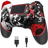 SZYUYU Wireless Controller for Ps4 Romote Compatible with Ps4/Slim/Pro/Windows PC, Controller for Ps4 with 3.5mm Audio Jack, Touch Pad,Six Axis Motion Control, Charging Cable (Flame White)