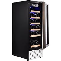 12" Wine Cooler Refrigerator,Wine Cooler Fridge-Beverage Refrigerator Independent Built-in Double Glass 18 bottles of…