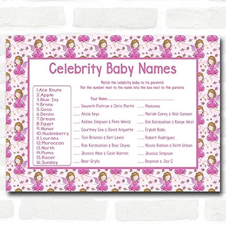 Amazon Com Girl Fairy Baby Shower Games Celebrity Baby Name Cards