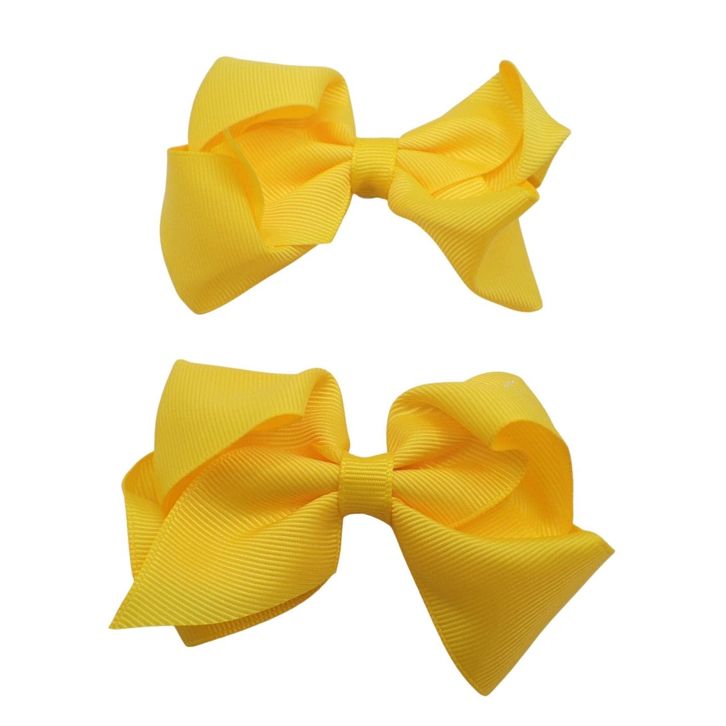 Topkids Accessories 2x Ribbon Hair Bows Hair Clip Hair Bows for Girls Hair Clips Women Girls Hair Clips Girls Hair Accessories Baby Hair Clips Crocodile Clips Hair Bows (10cm Yellow)