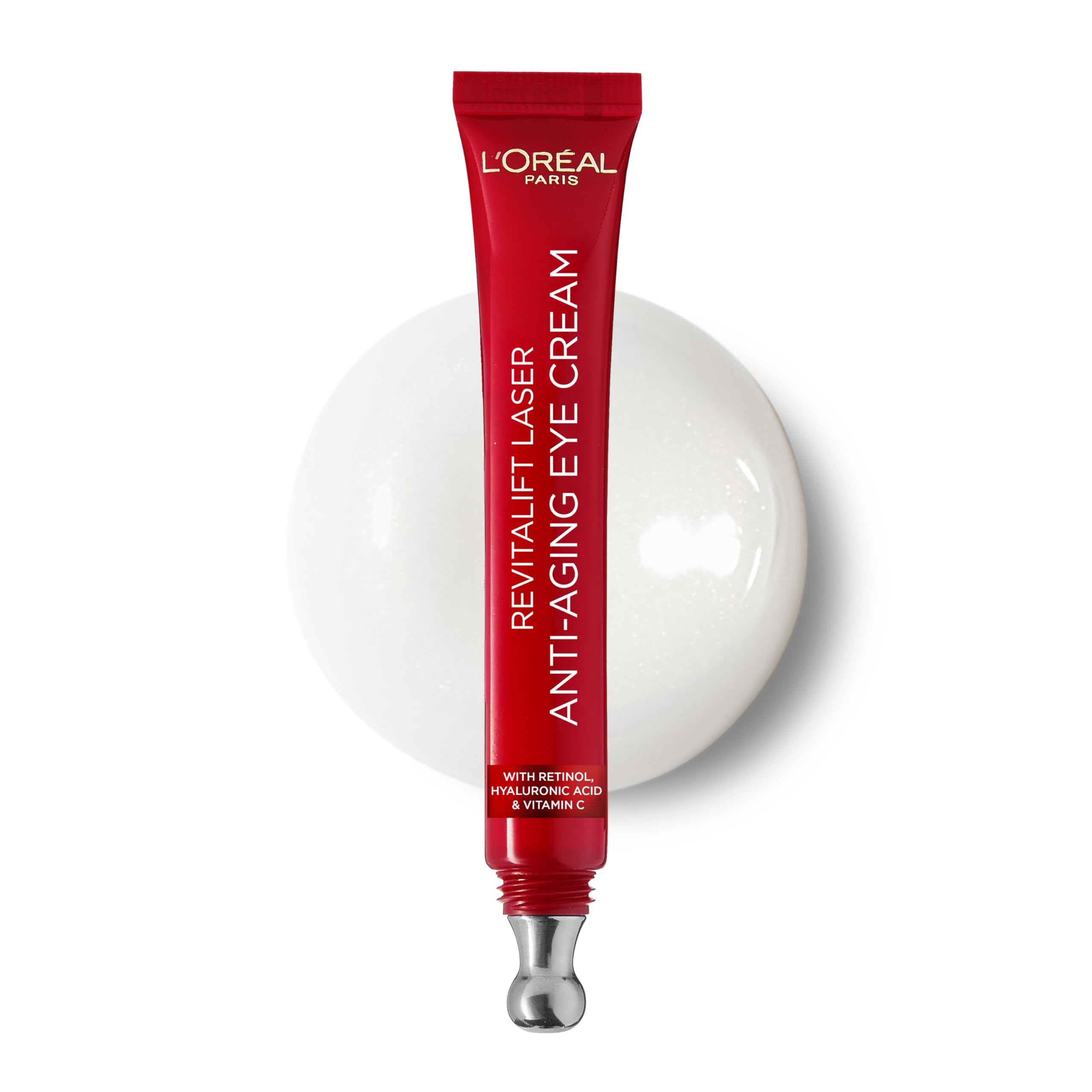 L’Oréal Paris Laser Renew Anti-Ageing Triple Action Eye Cream, Smooth Wrinkles and Target Eye Bags, Pro-Retinol, Hyaluronic Acid and Vitamin C, Suitable for All Skin Types, 15ml