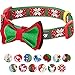 Blueberry Pet 4 Patterns Christmas Joy Snowflakes and Trees Adjustable Dog Collar with Detachable Bow Tie, Large, Neck 18