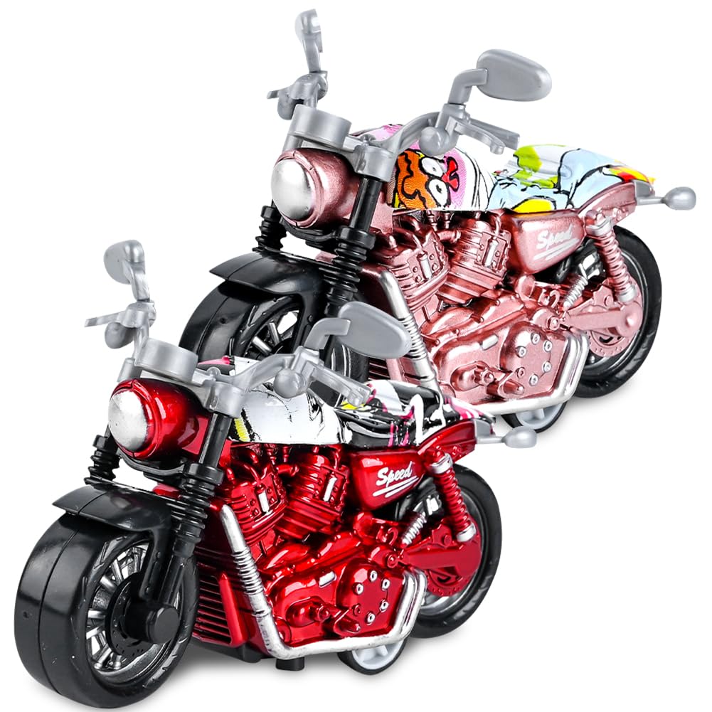 HATFRYF Toys Motorcycle, Toy Motorcycle for Children, Highly Simulation Motorbike Model, Kids Alloy Motorbike Model, for Boys and Girls Collection Gift- 2PCS — image 1