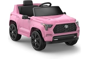 Hetoy Ride on Truck Car 12V Battery Powered Kids Electric Vehicles, Licensed Toyota Kid Cars, Ride on Toys with Remote Control, Spring Suspension, LED Lights, Music, 3 Speeds