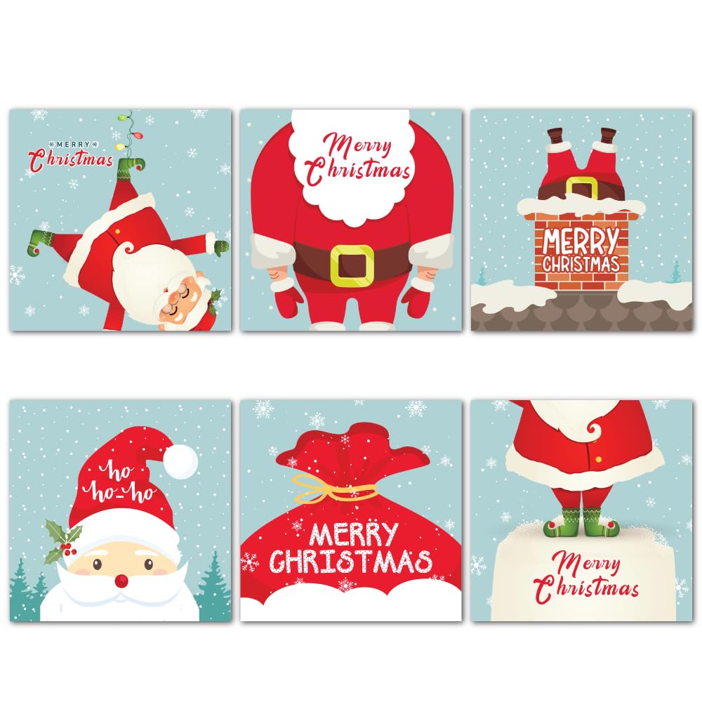 Papa Prints Class Christmas Cards Pack of 30 Mini Christmas Cards for Children (100 x 100 mm) Xmas Cards Multipack Santa Christmas Cards Pack with Envelopes