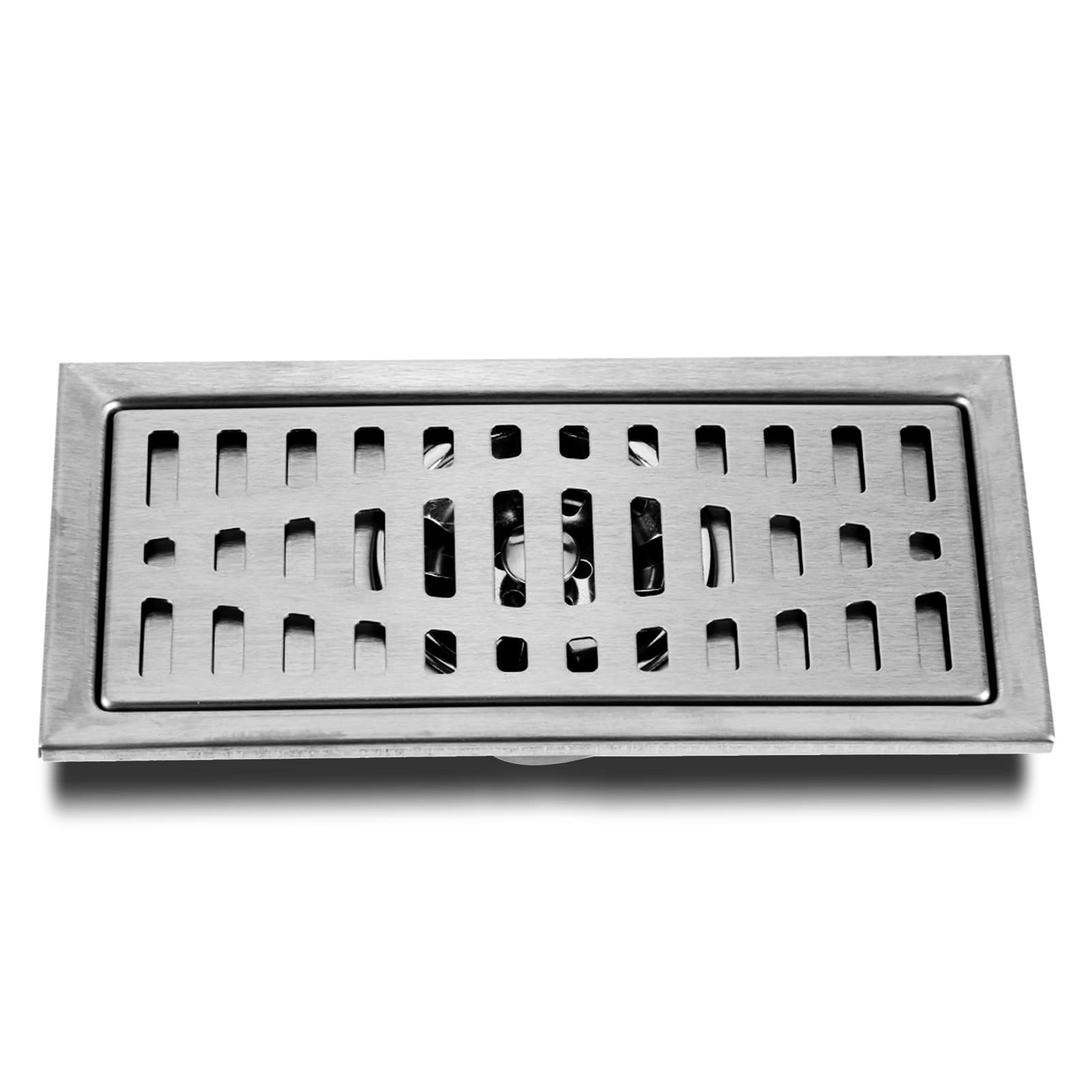 Cigemay Rectangle Stainless Steel Floor Drain Strainer, Bathroom Shower Steel Floor Drain Cover, Kitchen Waste Grate, 20x10x7cm, for Kitchen Bathroom