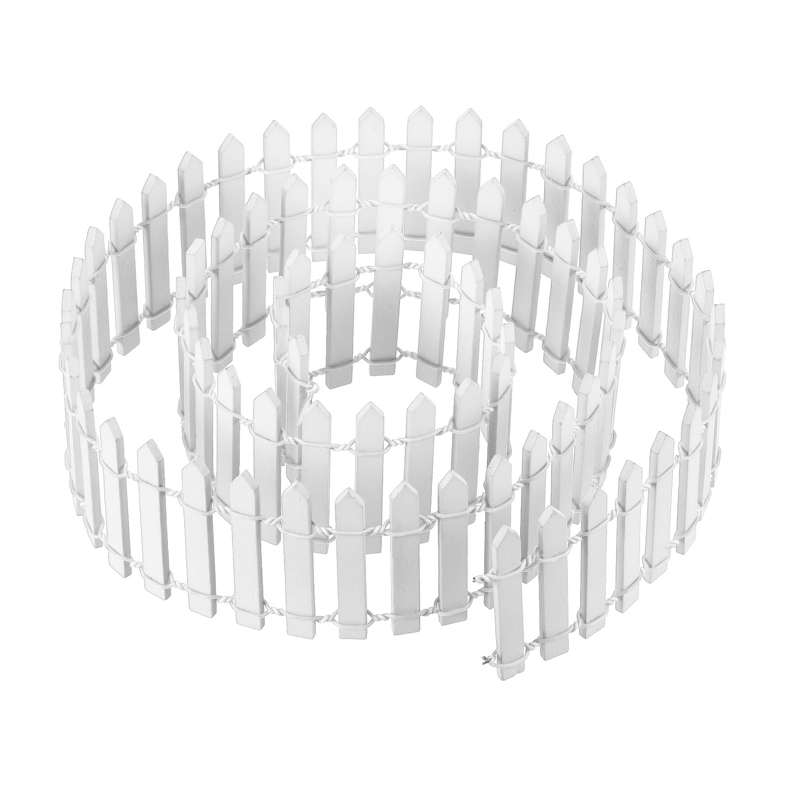 PATIKIL 39" L x 2" H Miniature Fairy Garden Fence, Mini Ornament Wood Picket Fence for DIY Dollhouse Garden, White