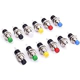 Cylewet 12Pcs 1A 250V AC 2 Pins SPST Momentary Mini Push Button Switch Normal Open (Pack of 12) CYT1078
