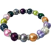 Freshwater pearl elastic bracelet - Ladies' style - 8-9 mm colored pearls