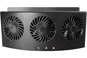 YOMTOVM Car Window Exhaust Fan, 3 Vent Vehicle Cooling Amplifier Window Fans Ventilator Radiator with Strong Wind USB Charge Port(Black with USB)