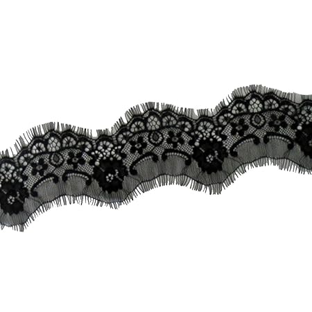 Sharplace Vintage Spitzenband Spitzenborte Häkel Borte Blumenspitze Applikation - Schwarz, 6.5cm*290cm
