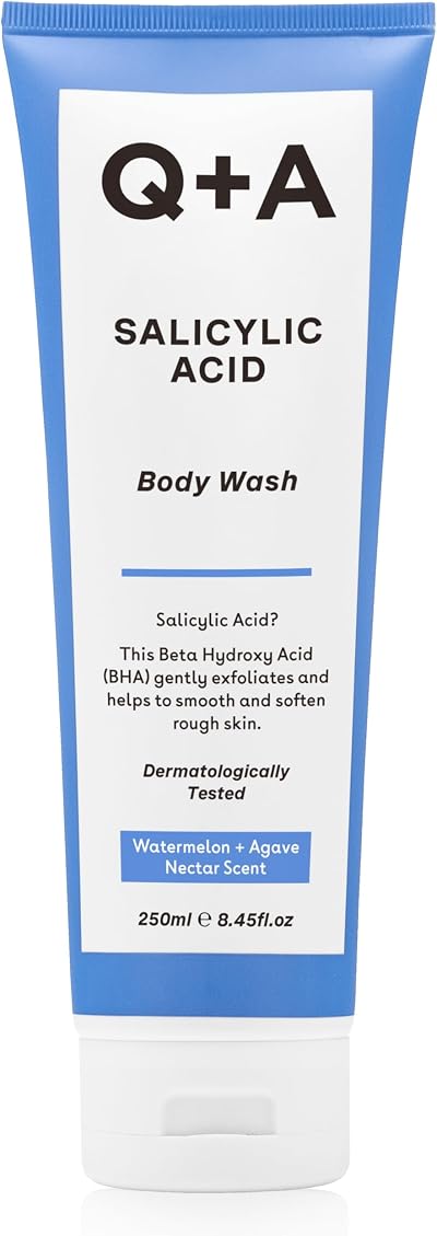 Q+A Salicylic Acid Body Wash 250ml Sensitive Skin BHA Green Tea Exfoliates