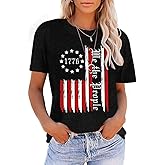Women's American Flag Shirts Tee 4th of July T Shirts Patriotic Short Sleeve Star Stripes USA Tee Tops
