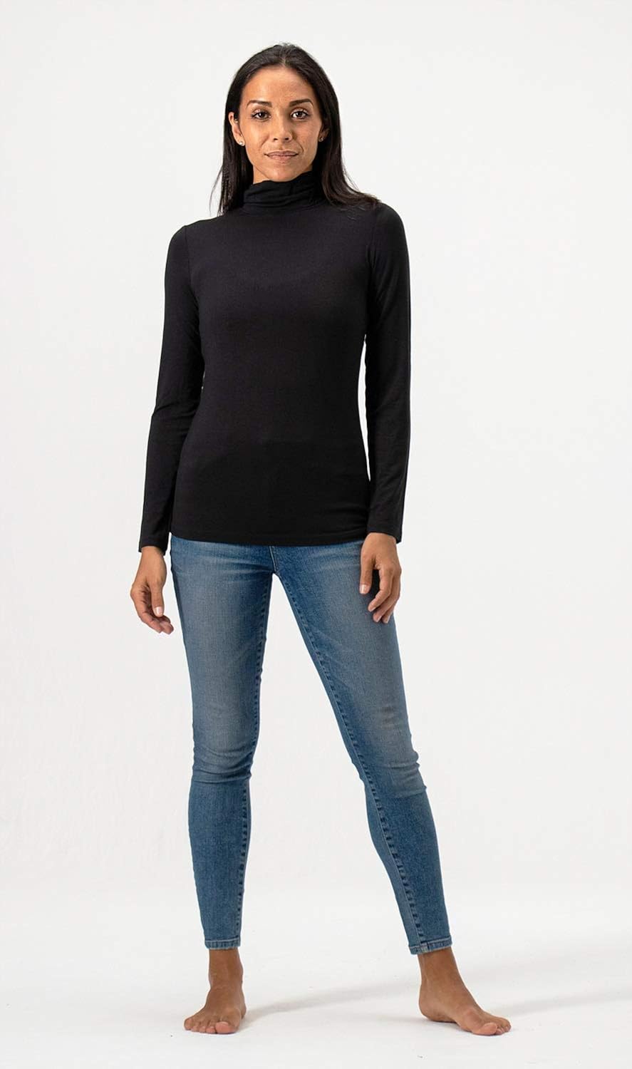 DEVOPS Womens 2-Pack Long Sleeve Mock Turtleneck Stretch Fitted Shirts at  Women’s Clothing store