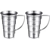 Zeyune 2 Pieces 2 Oz Stepped Jiggers with Handle Stainless Steel Cocktail Jiggers Drink Measuring Jigger Stepped Measuring Tool for Bartenders Bar Drink Jiggers and Pourers