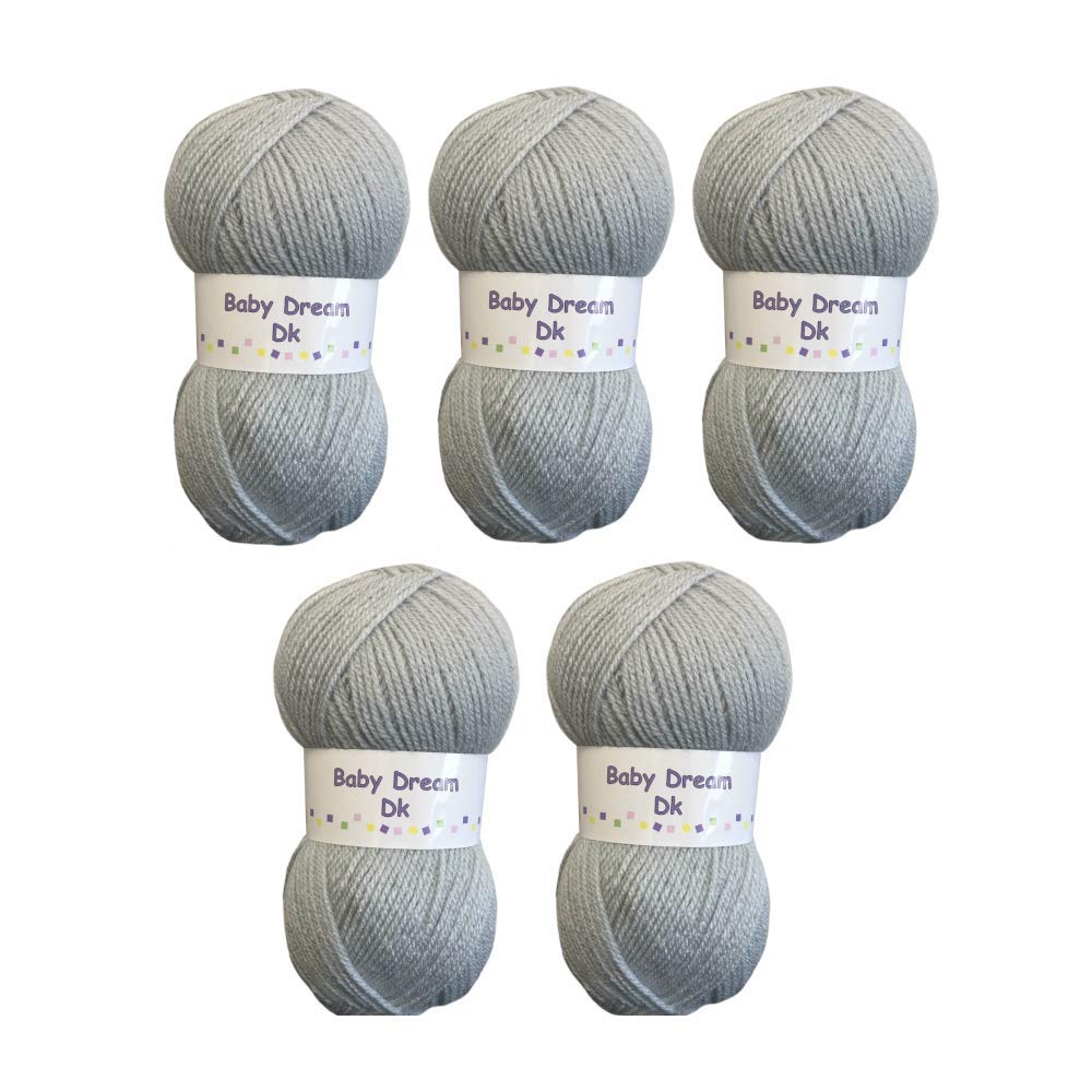 5 x 100g Baby Dream DK Baby Wool (5 x 100g Silver)