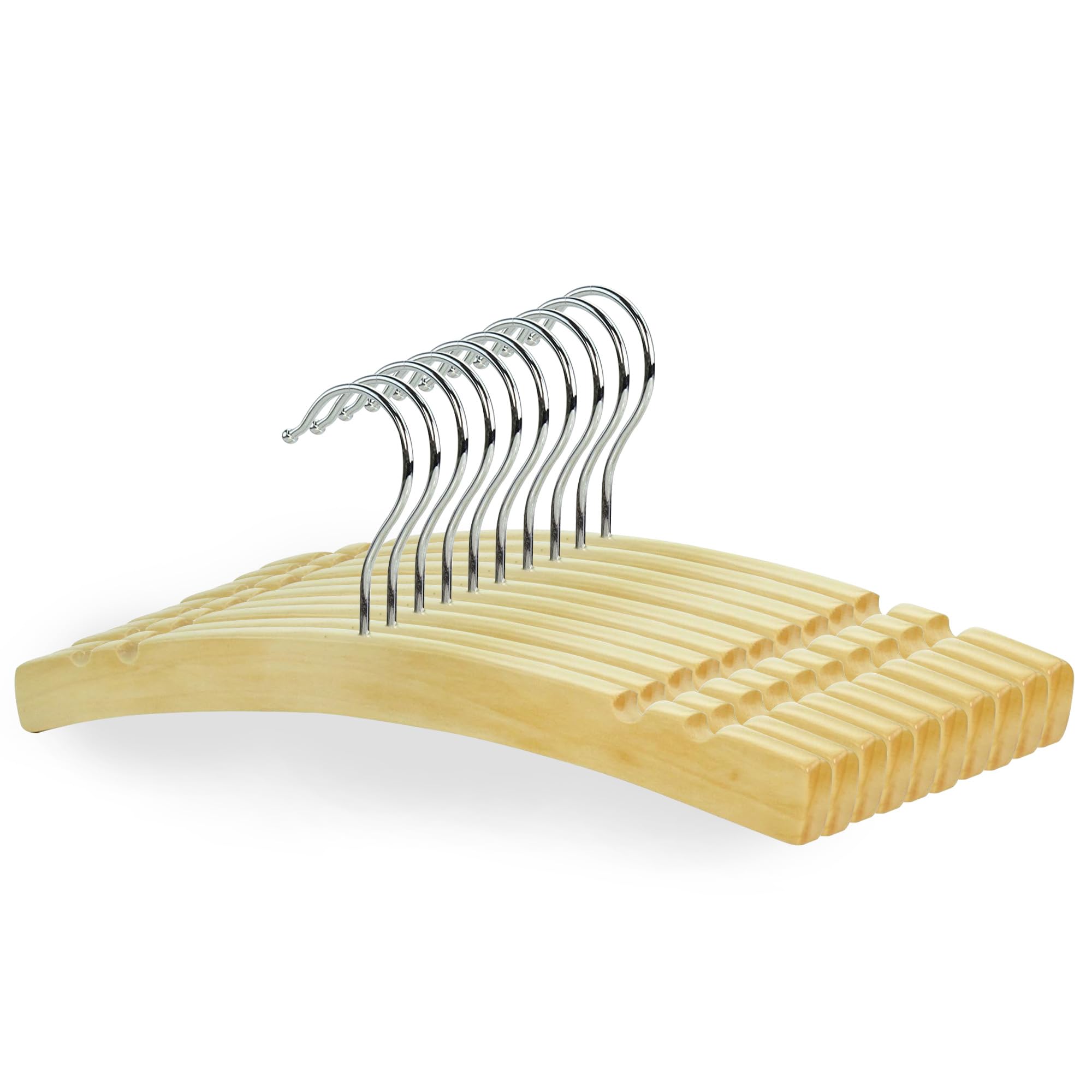 Hangerworld 10 Childrens 30cm Wooden Crescent Shaped Coat Clothes Hangers with Metal Hook