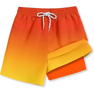 BesserBay Boys Summer Beach Swim Trunks Compression Liner Adjustable Drawstring Board Shorts 6-16 Years
