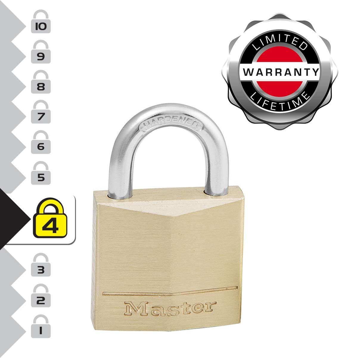 Master Lock 130EURD Pack of 2 Key Padlocks with Brass Body, Gold, 4,9 x 3 x 1,2 cm, 3 cm - Image 4