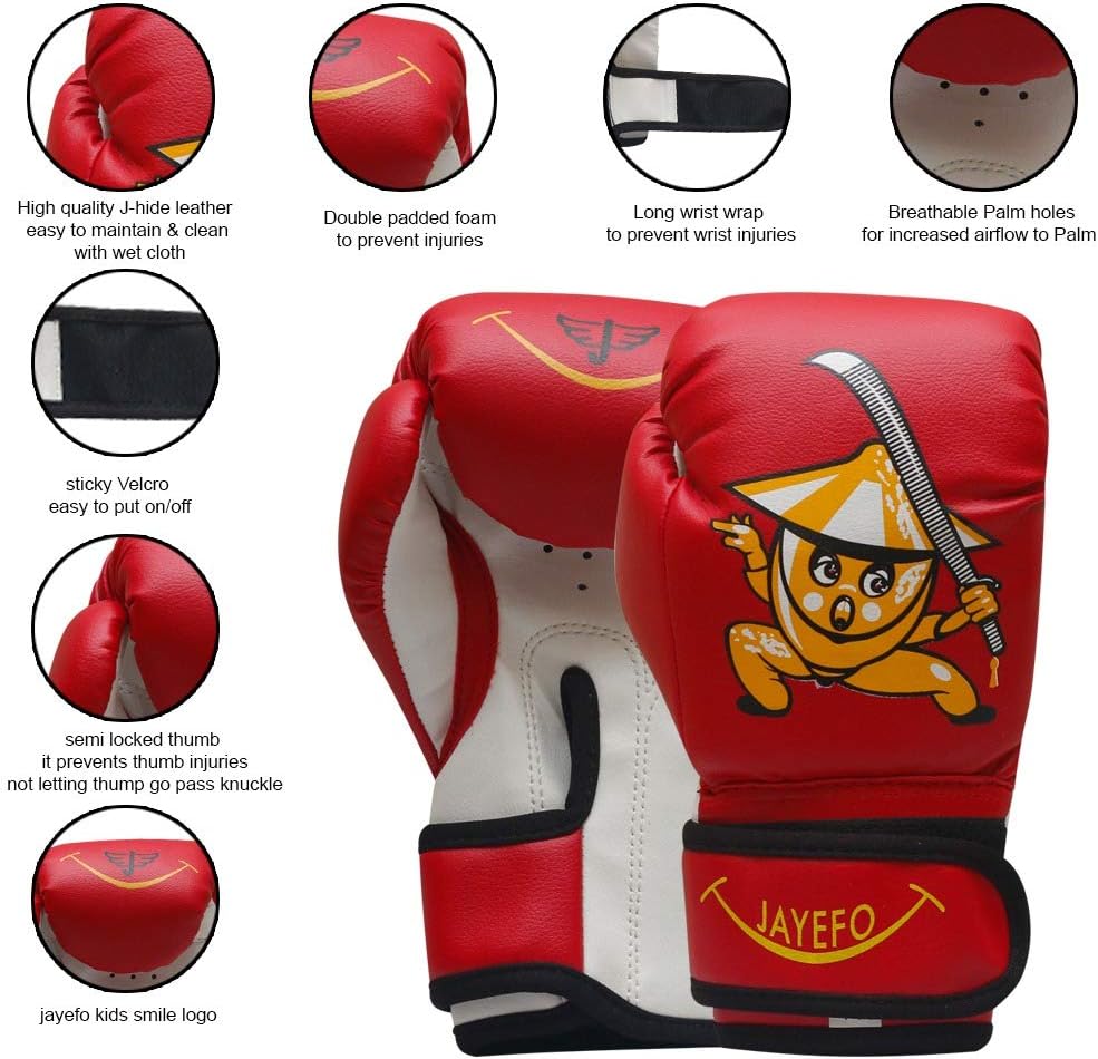 Jayefo Kids Boxing Gloves, Boxing Gloves for Kids} Sizes 4-6 OZ for Ages 5-11 Training MMA Boys Girls {Punching Bag Gloves} Kickboxing Muay Thai Youth Junior Gloves : Sports & Outdoors