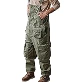 Rexcyril Men's Bib Overalls Loose Fit Baggy Casual Workwear Fashion Lightweight Sloppy Coveralls with Cargo Pockets