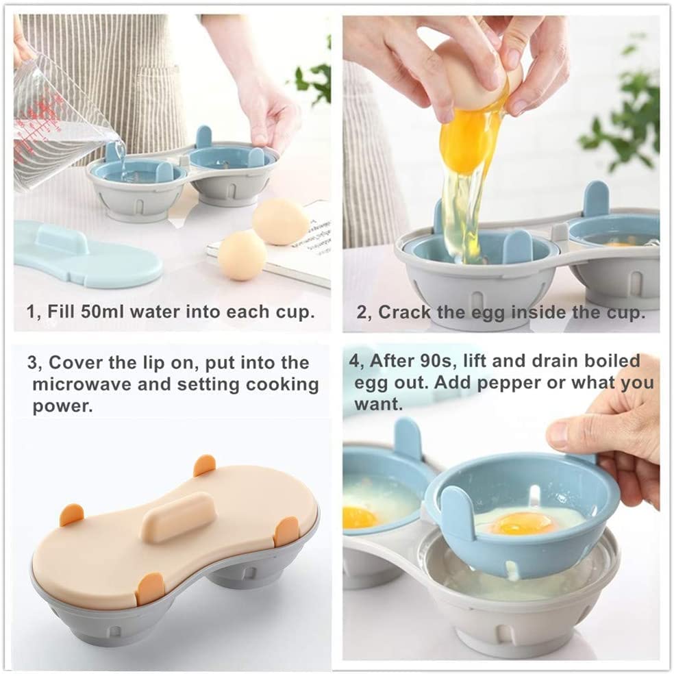 Egg Poacher Microwavable, Egg Steam with Measure Cup Dishwashable, Egg