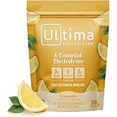 Ultima Replenisher Daily Electrolyte Powder – Lemonade, 20 Stickpacks – Zero Sugar Hydration Packets with 6 Electrolytes and Minerals – Sugar Free, Plant Based & Keto Friendly Drink Mix