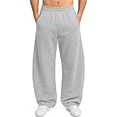 HeSaYep Men's Fleece Baggy Sweatpants Wide Leg Barrel Sweat Pants Lounge Athletic Gym Pants with Pockets