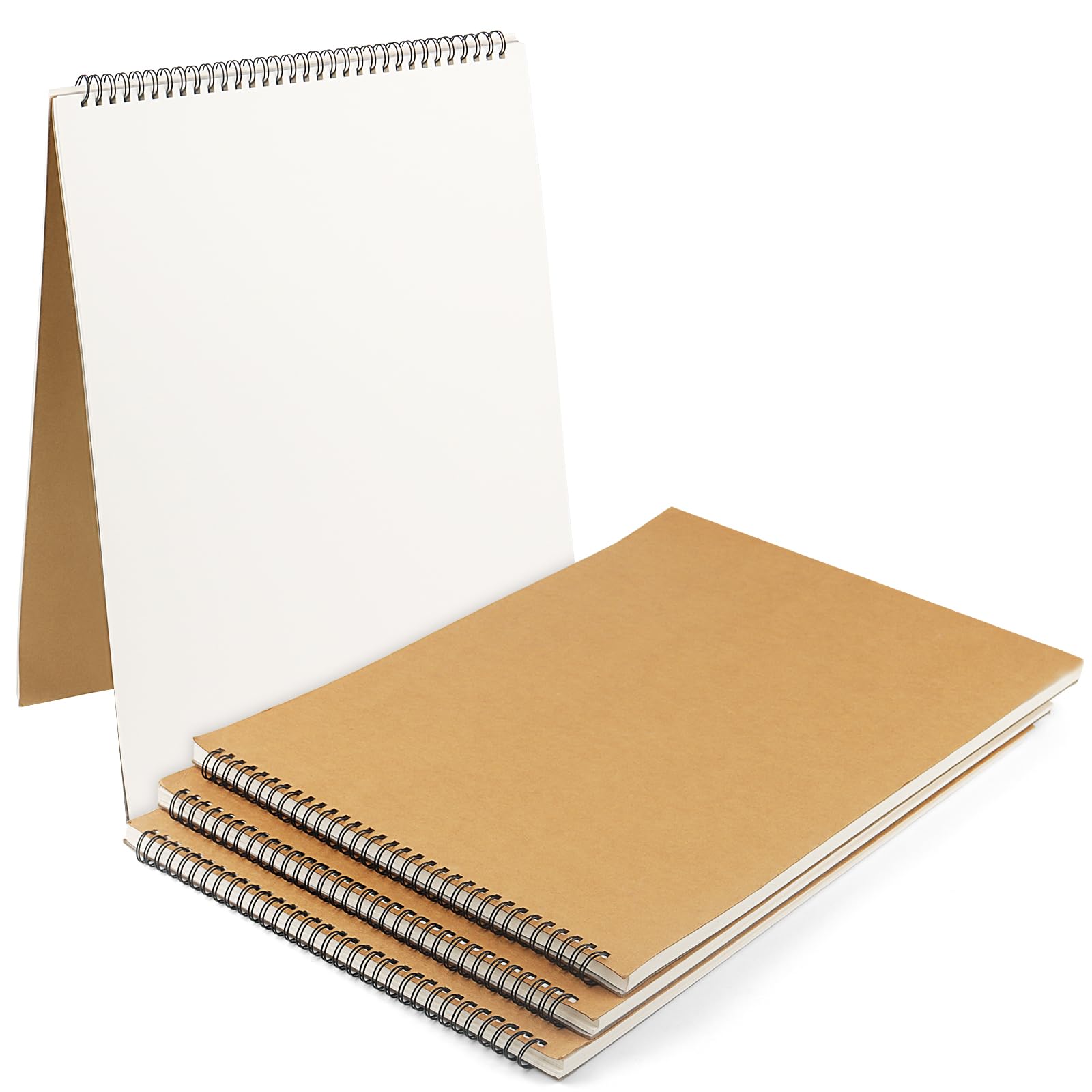 LEXININ 4 PCS A3 Spiral Bound Landscape Sketchbook, A3 Drawing Sketchbook, 30 Sheets/60 Pages 160gsm Art Pad for Memo Meeting Diary