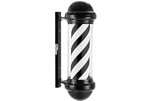 WDZD 29'' Barber Pole Light, Black White Rotating Hair Salon Open Sign, Wall Mount, Save Energy