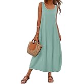 MEROKEETY Women's Boho Maxi Sundress 2026 Summer Beach Dress Scoop Neck Sleeveless Loose Tank Dress