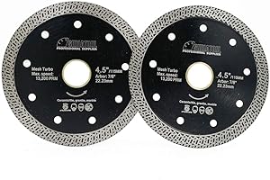 SHDIATOOL Diamond Cutting Disc 4-1/2- Inch, Mesh Turbo Diamond Porcelain Saw Blade 2PCS 4.5 Inch Cutting Tile Ceramic Granite