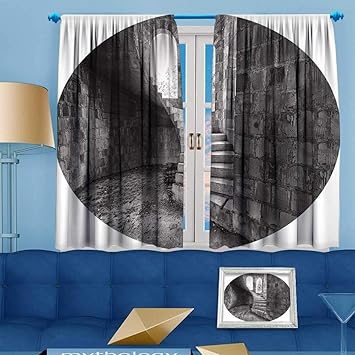 Prunus Blackout Curtain Rustic Home Circular Medieval Brick