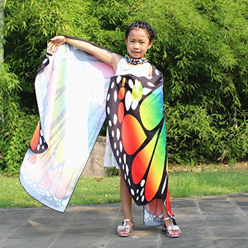 Monarch Butterfly Wings,Kemilove Prop Soft Fabric Butterfly Wings Shawl Fairy Ladies Nymph Pixie Costume Accessory (Kid,136108CM, Multicolor)
