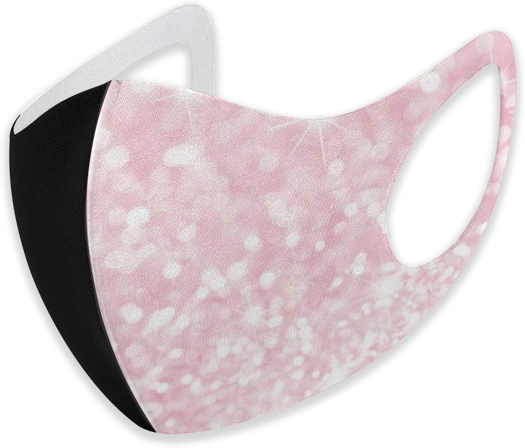 Women & Men Earloop Half Face Mouth Covers Pink Sparkle Anti-Dust Comfort Windproof Outdoor Mouth-Muffs for Kids Youth Boys Girls