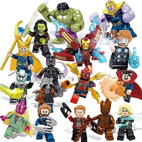 Minifigures Super Heroes Set with Accessories Building Blocks Action Figures Toy,16 Pieces Kids Gift